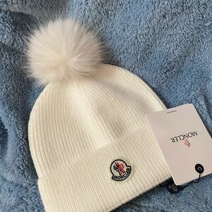 Moncler White Pom-Pom Beanie